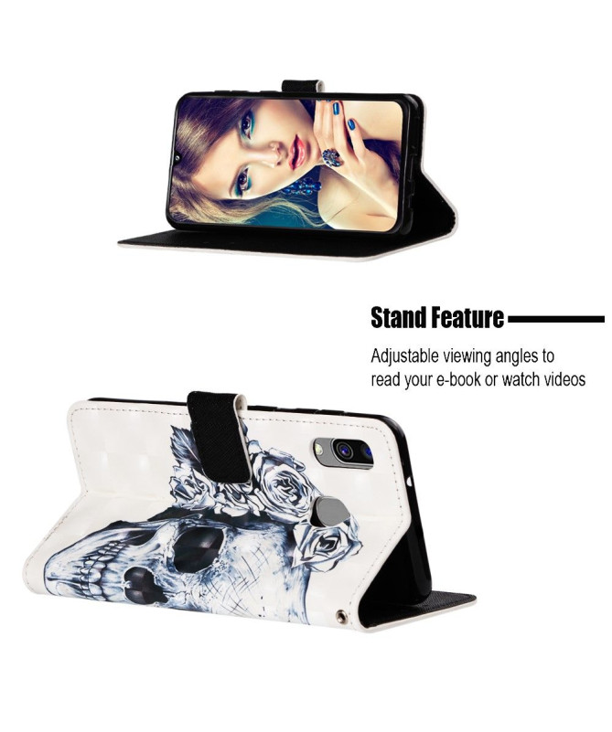 Samsung Galaxy A40 - Housse skull flowers