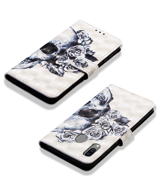 Samsung Galaxy A40 - Housse skull flowers
