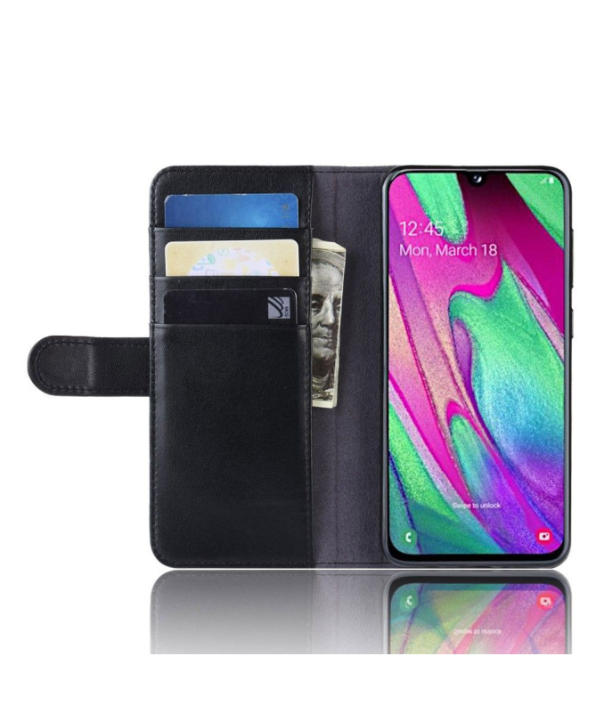 Samsung Galaxy A40 - Étui cuir premium - Noir