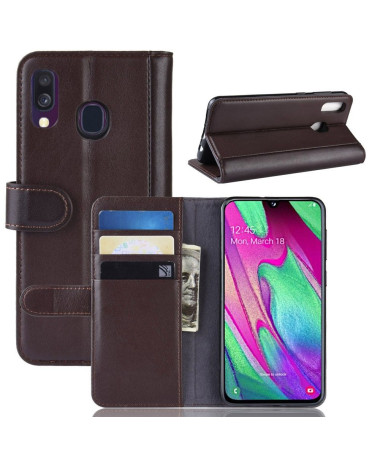 Samsung Galaxy A40 - Étui cuir premium - Marron