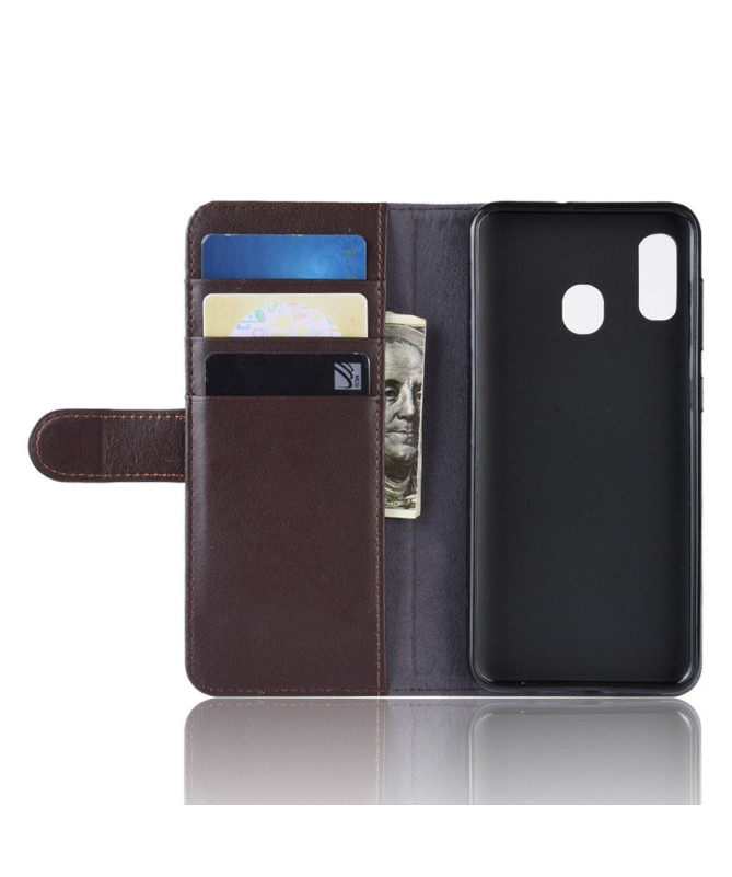 Samsung Galaxy A40 - Étui cuir premium - Marron