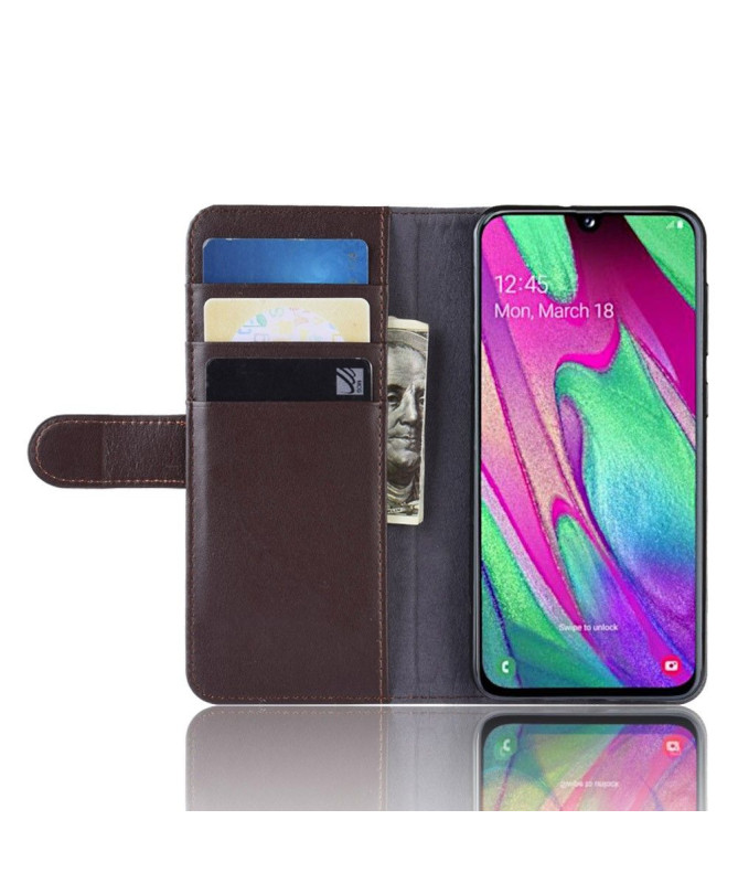 Samsung Galaxy A40 - Étui cuir premium - Marron
