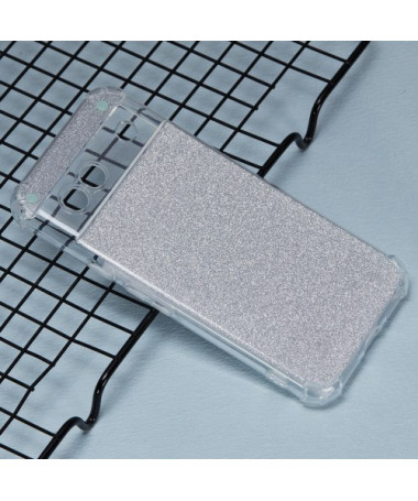 Coque pour Google Pixel 8a Glitter Silver avec Coins Renforcés