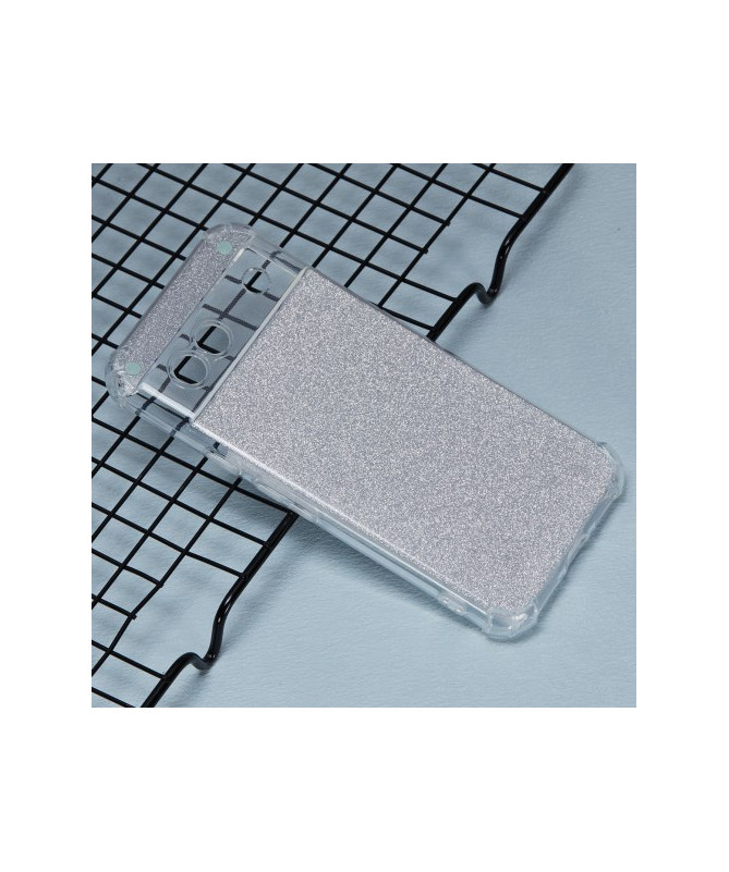 Coque pour Google Pixel 8a Glitter Silver avec Coins Renforcés