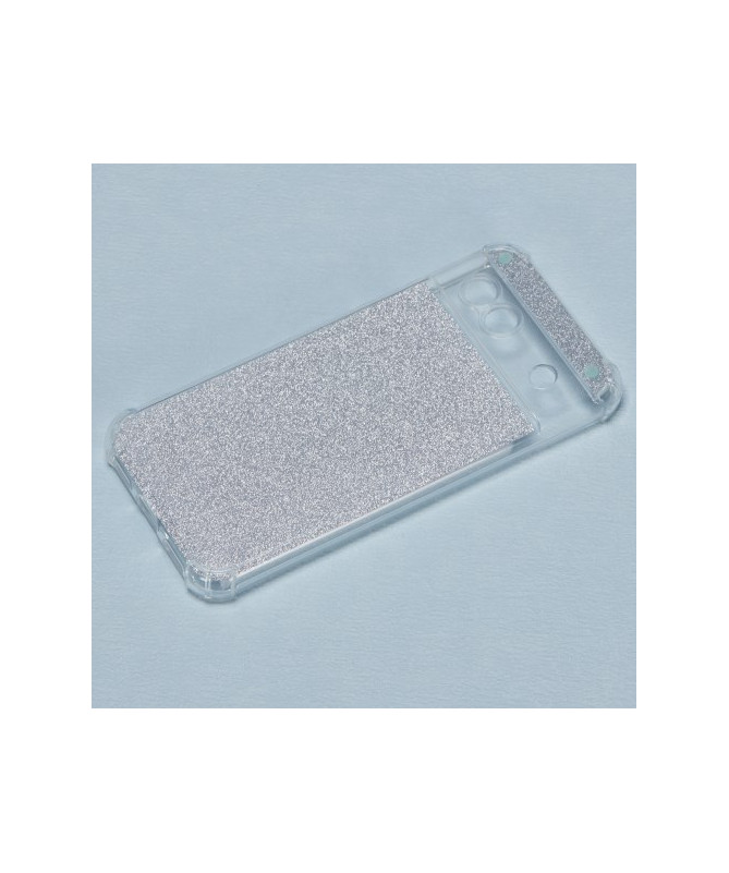 Coque pour Google Pixel 8a Glitter Silver avec Coins Renforcés