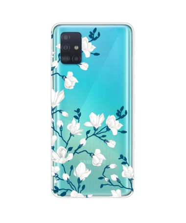 Coque Samsung Galaxy A51 fleurs blanches