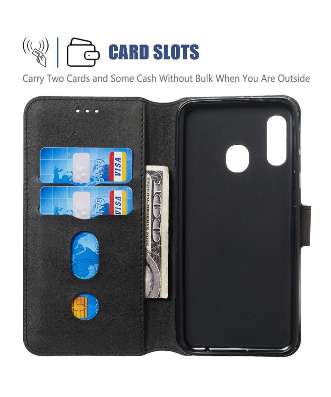 Housse Samsung Galaxy A20e Classique Porte Cartes Noir - photo 3