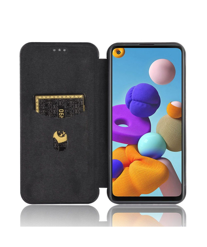 Housse Samsung Galaxy A21s Effet Fibre de Carbone