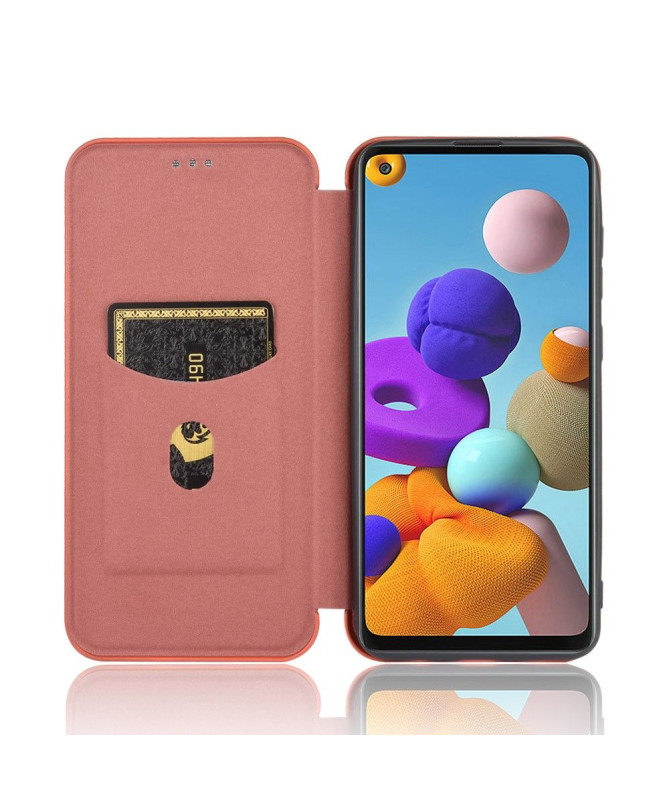 Housse Samsung Galaxy A21s Effet Fibre de Carbone