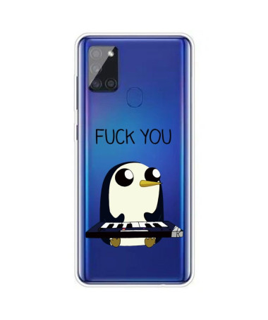 Coque Samsung Galaxy A21s Pingouin Piano "FUCK YOU"