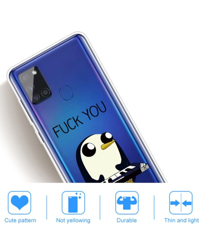 Coque Samsung Galaxy A21s Pingouin Piano "FUCK YOU"