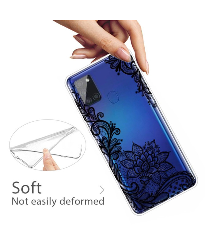 Coque Samsung Galaxy A21s fleur dentelle