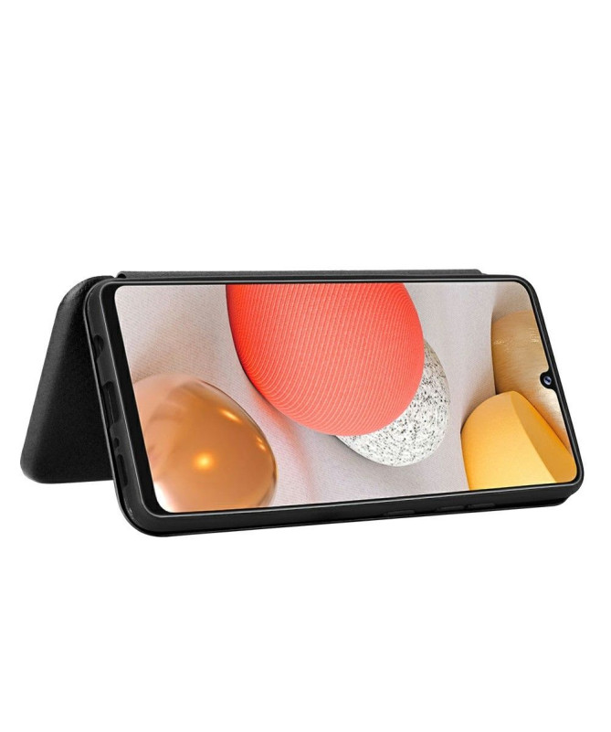 Housse Samsung Galaxy A42 5G simili cuir style fibre de carbone
