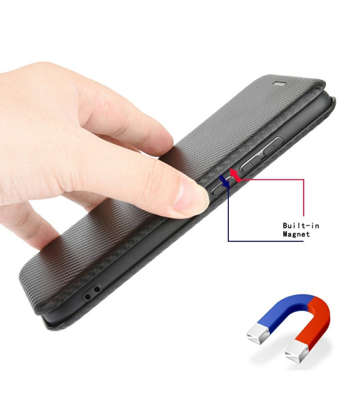 Housse Samsung Galaxy A42 5G simili cuir style fibre de carbone