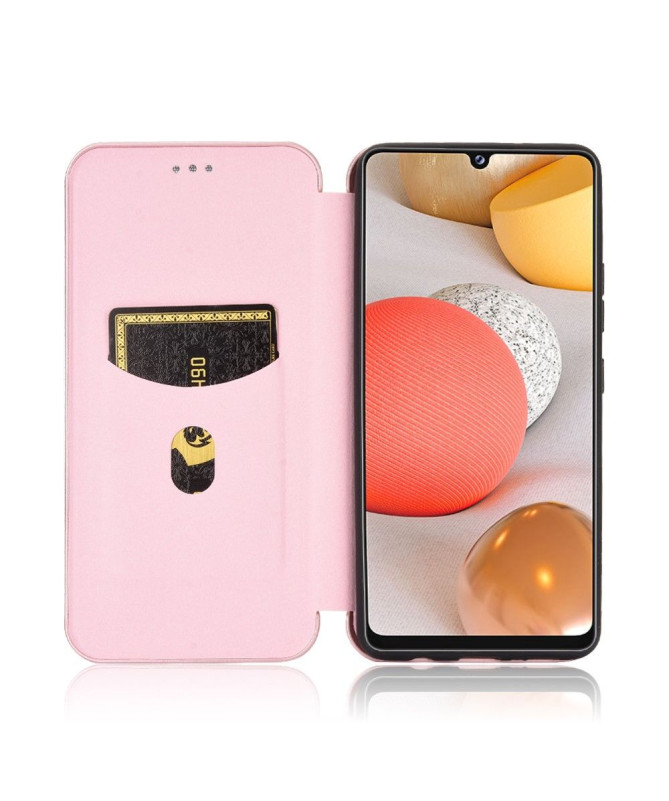 Housse Samsung Galaxy A42 5G simili cuir style fibre de carbone