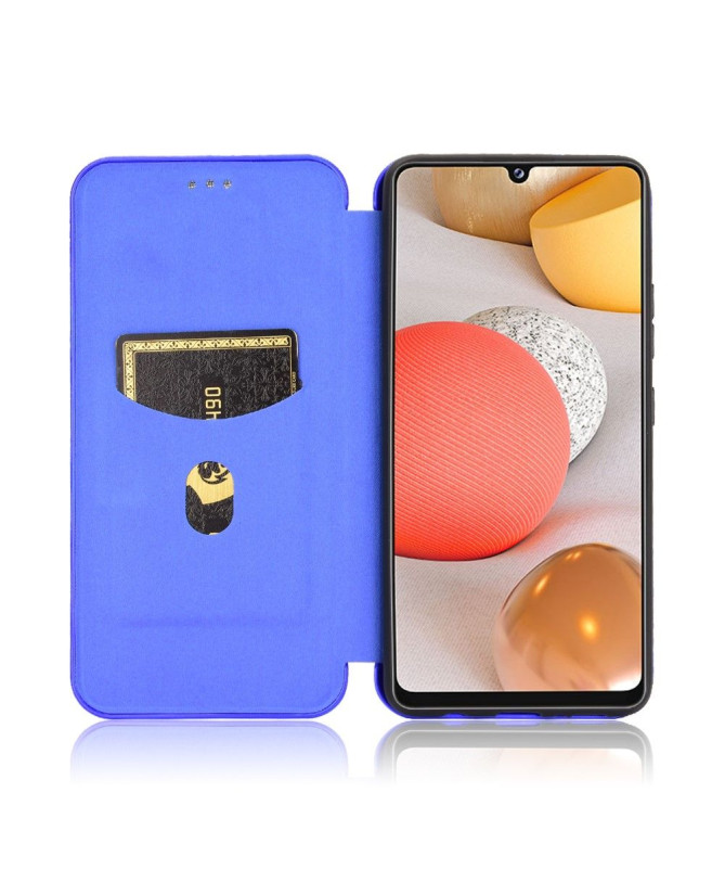 Housse Samsung Galaxy A42 5G simili cuir style fibre de carbone