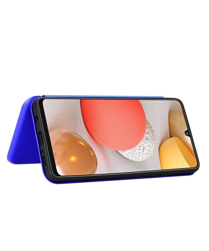 Housse Samsung Galaxy A42 5G simili cuir style fibre de carbone