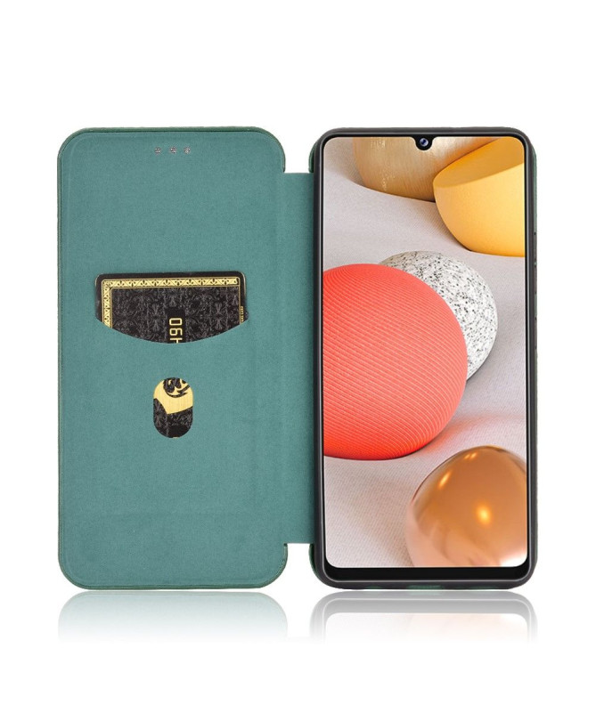 Housse Samsung Galaxy A42 5G simili cuir style fibre de carbone