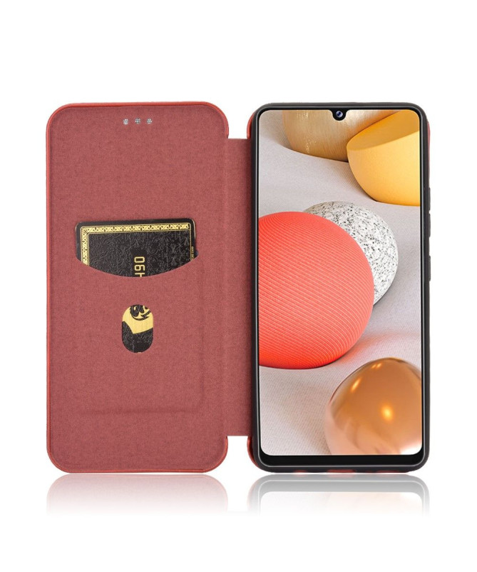 Housse Samsung Galaxy A42 5G simili cuir style fibre de carbone