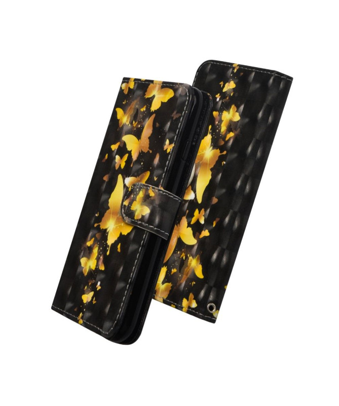 Housse Samsung Galaxy A42 5G papillons dorés