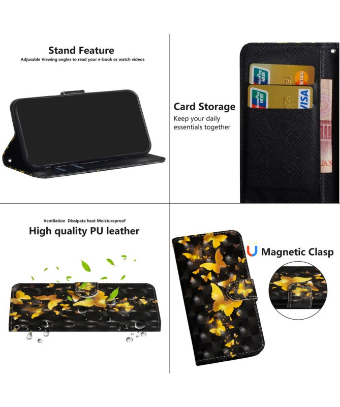 Housse Samsung Galaxy A42 5G papillons dorés