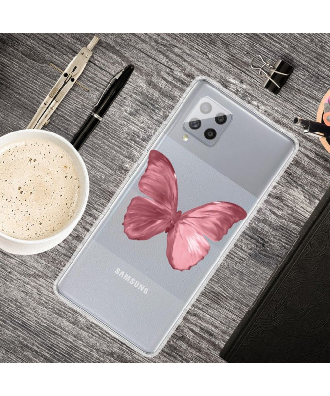 Coque Samsung Galaxy A42 5G Papillon Rose