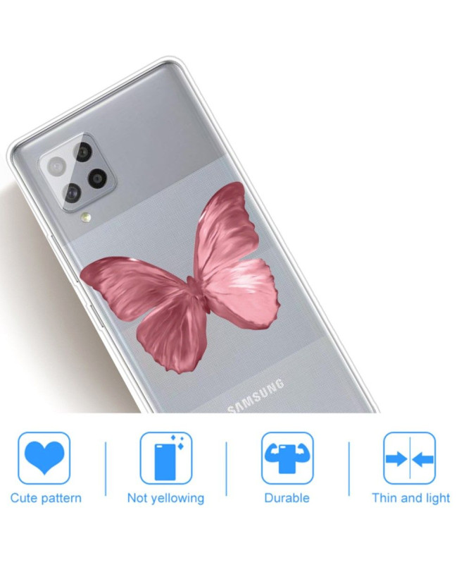 Coque Samsung Galaxy A42 5G Papillon Rose