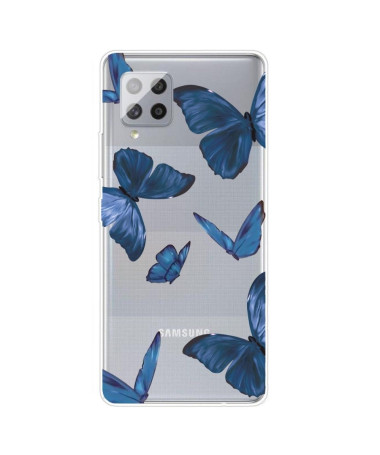 Coque Samsung Galaxy A42 5G Papillons Bleus