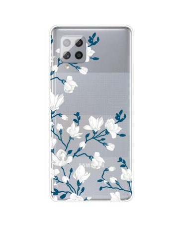 Coque Samsung Galaxy A42 5G fleurs blanches