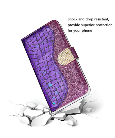 Housse Samsung Galaxy A12 / M12 Luxury Croco Paillettes