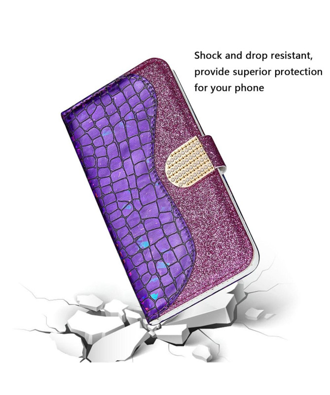 Housse Samsung Galaxy A12 / M12 Luxury Croco Paillettes