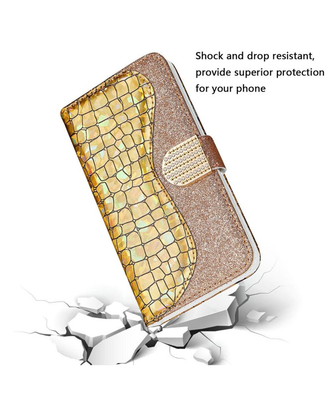 Housse Samsung Galaxy A12 / M12 Luxury Croco Paillettes