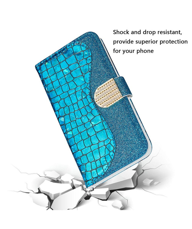 Housse Samsung Galaxy A12 / M12 Luxury Croco Paillettes