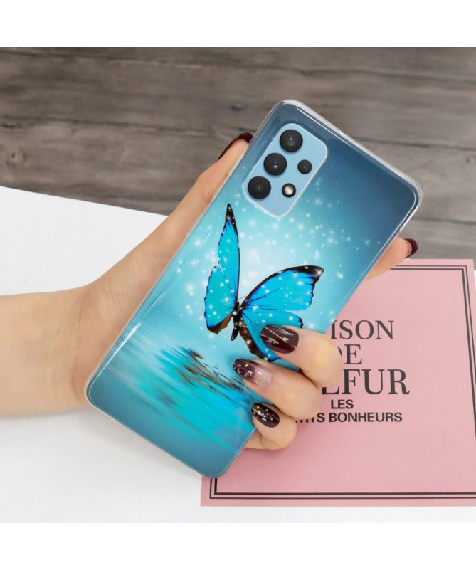 Coque Samsung Galaxy A32 4G Luminous papillon bleu