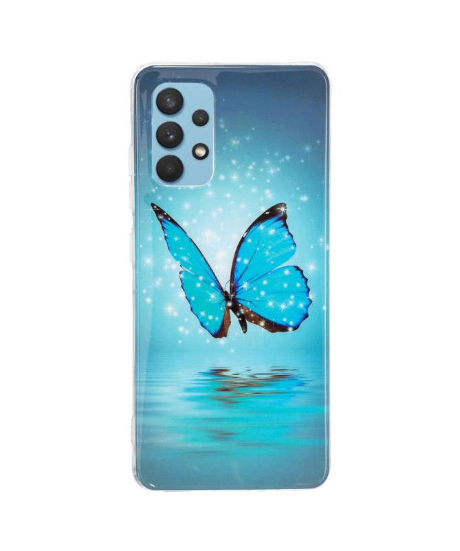 Coque Samsung Galaxy A32 4G Luminous papillon bleu