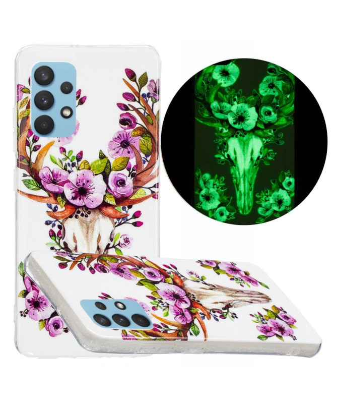 Coque Samsung Galaxy A32 4G Luminous Cerf et fleurs