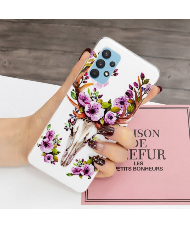 Coque Samsung Galaxy A32 4G Luminous Cerf et fleurs