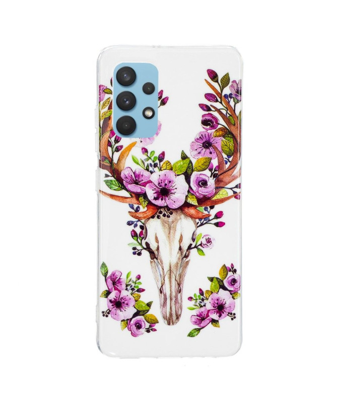 Coque Samsung Galaxy A32 4G Luminous Cerf et fleurs