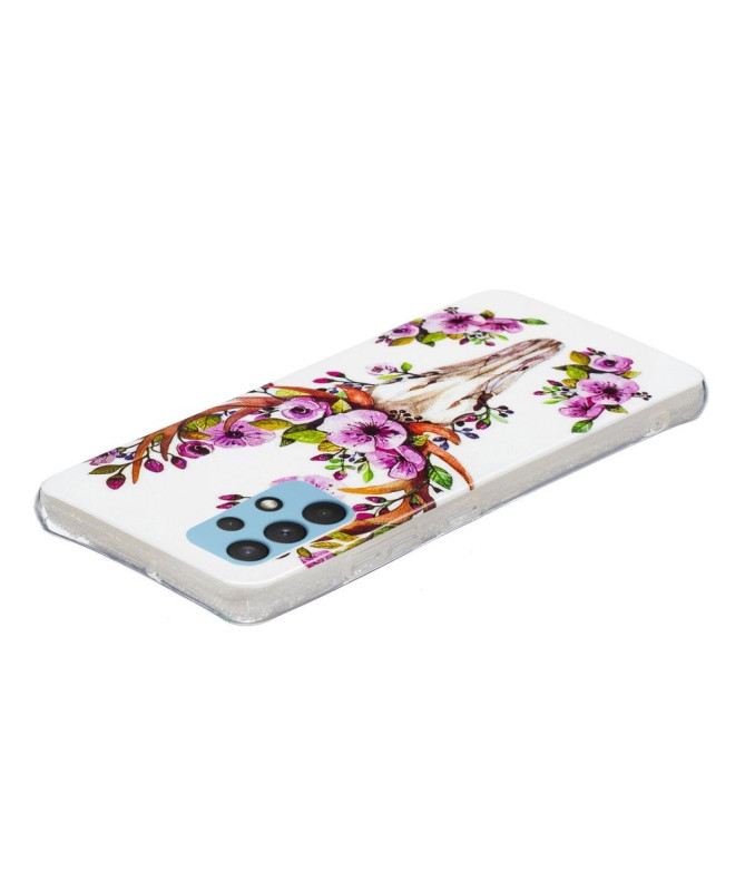 Coque Samsung Galaxy A32 4G Luminous Cerf et fleurs