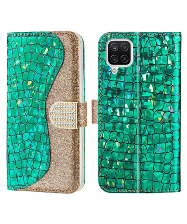 Housse Samsung Galaxy A22 4G Luxury Croco Paillettes