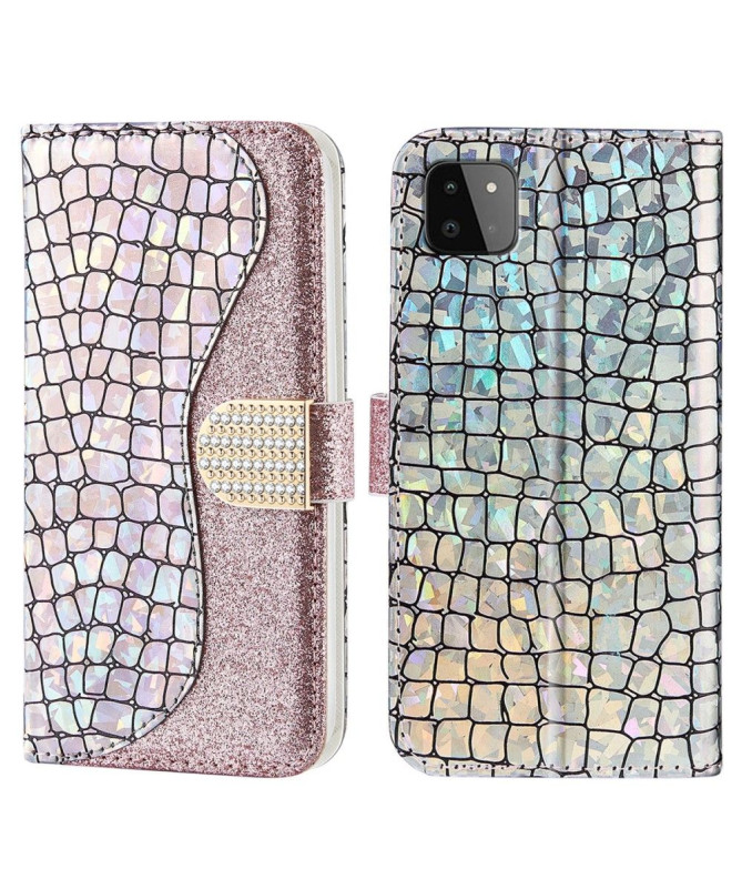 Housse Samsung Galaxy A22 5G Luxury Croco Paillettes