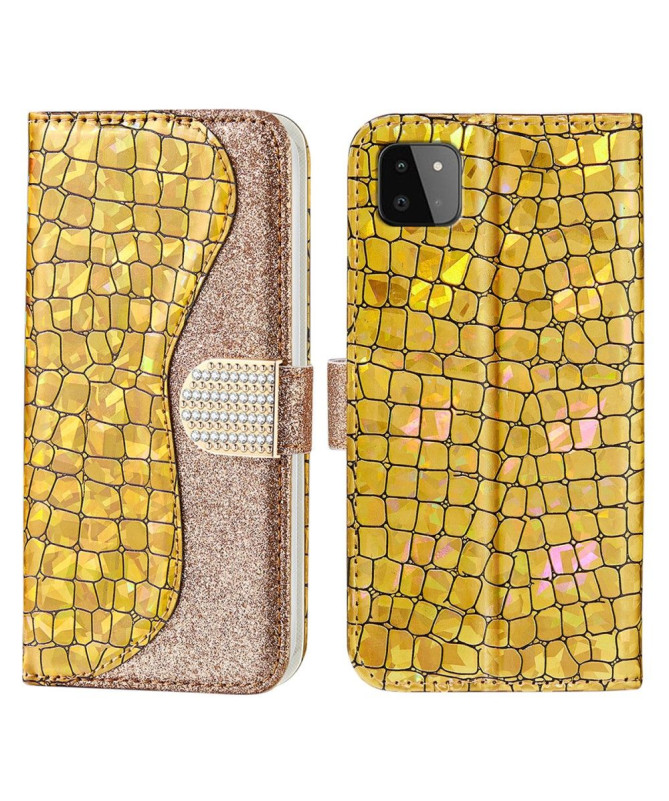 Housse Samsung Galaxy A22 5G Luxury Croco Paillettes