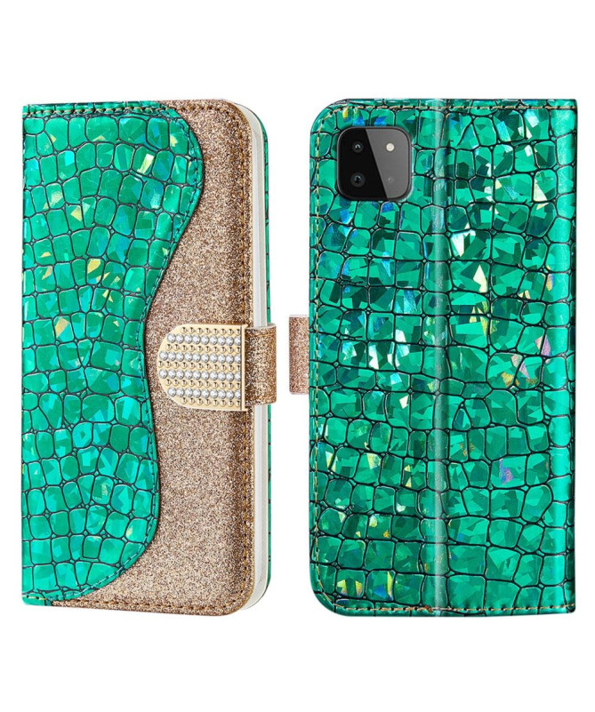 Housse Samsung Galaxy A22 5G Luxury Croco Paillettes