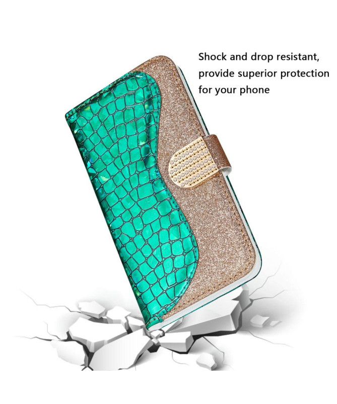 Housse Samsung Galaxy A22 5G Luxury Croco Paillettes