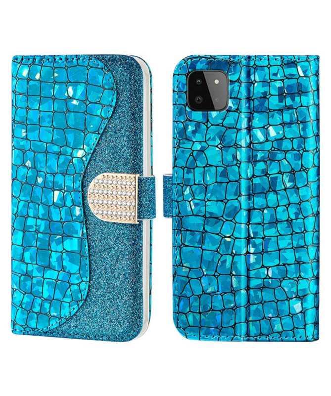 Housse Samsung Galaxy A22 5G Luxury Croco Paillettes