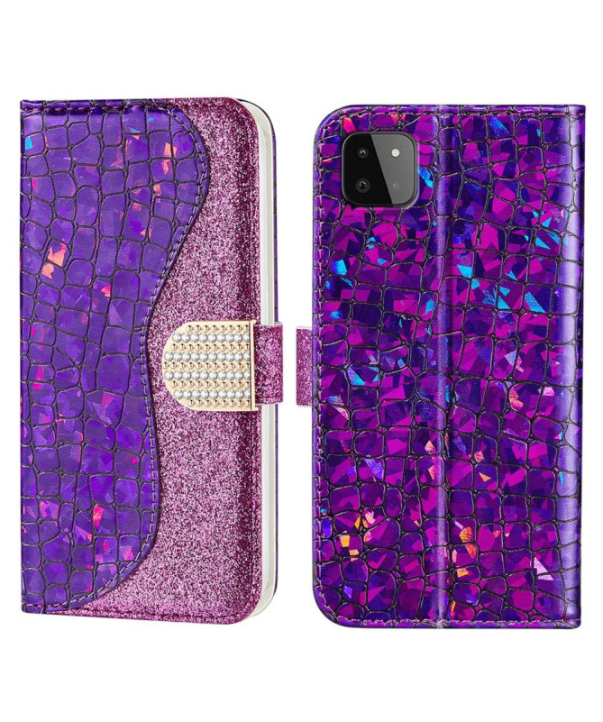 Housse Samsung Galaxy A22 5G Luxury Croco Paillettes