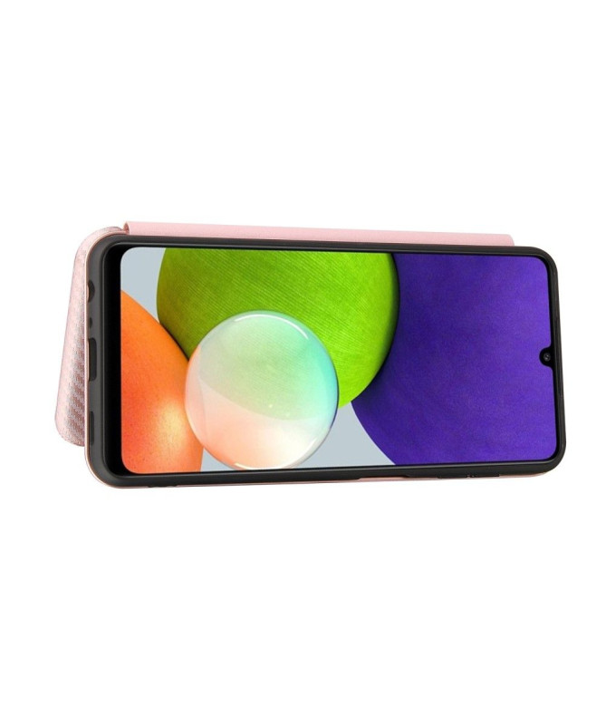 Housse Samsung Galaxy A22 4G Simili Cuir Style Fibre de Carbone