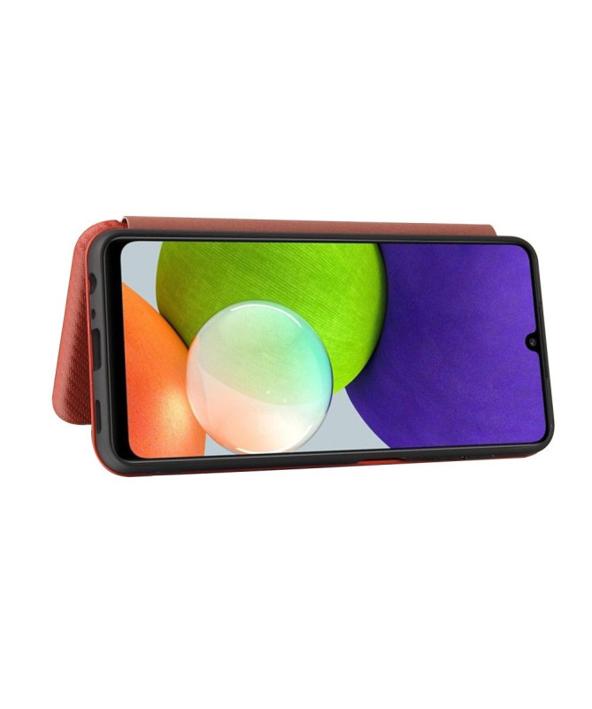 Housse Samsung Galaxy A22 4G Simili Cuir Style Fibre de Carbone