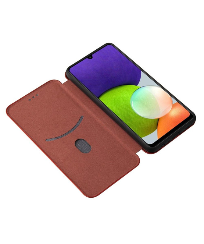 Housse Samsung Galaxy A22 4G Simili Cuir Style Fibre de Carbone