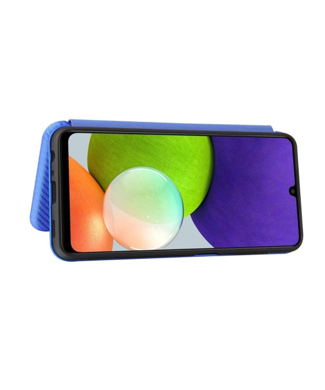 Housse Samsung Galaxy A22 4G Simili Cuir Style Fibre de Carbone